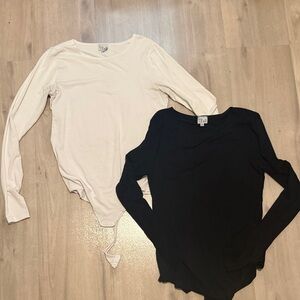 LivTall White and Black Long Sleeve bodysuits